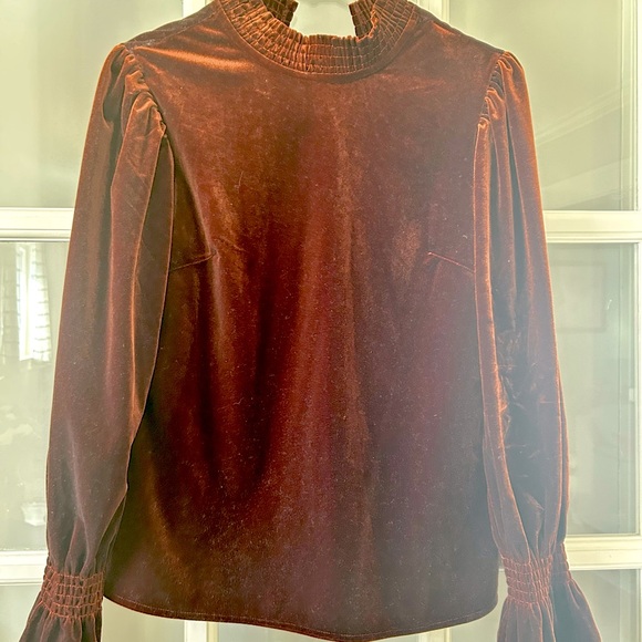 Roolee Penthouse of Your Heart Velvet Blouse - Maroon / XS - Picture 4 of 4